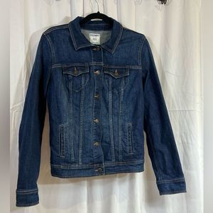 Old Navy dark denim stretch jacket like new women’s medium tall